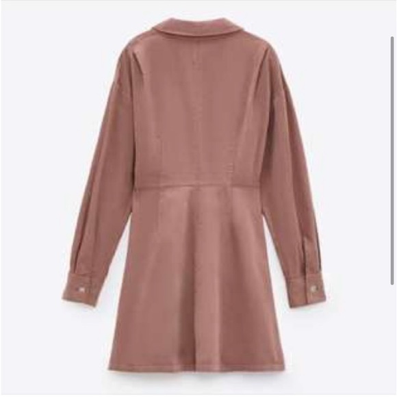 💋 ZARA Soft Velvet Burgundy Shirt Dress with Buttons. Size MD. Great Cond! - Picture 5 of 6